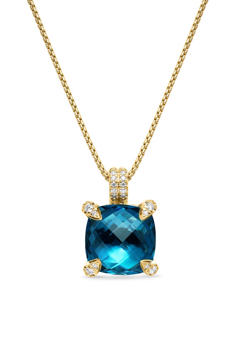David Yurman Châtelaine Pendant Necklace with Diamonds, Main, color, Hampton Blue Topaz