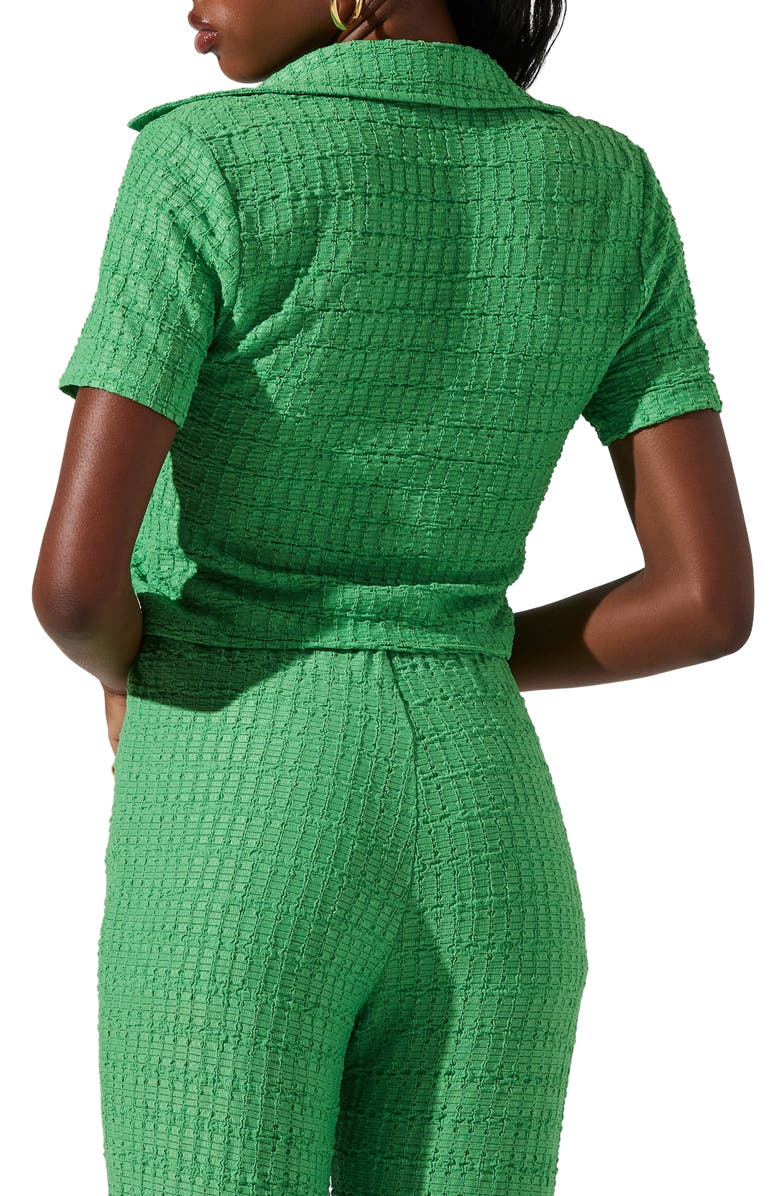 ASTR the Label Zoey Textured Tie Front Crop Top, Alternate, color, Green