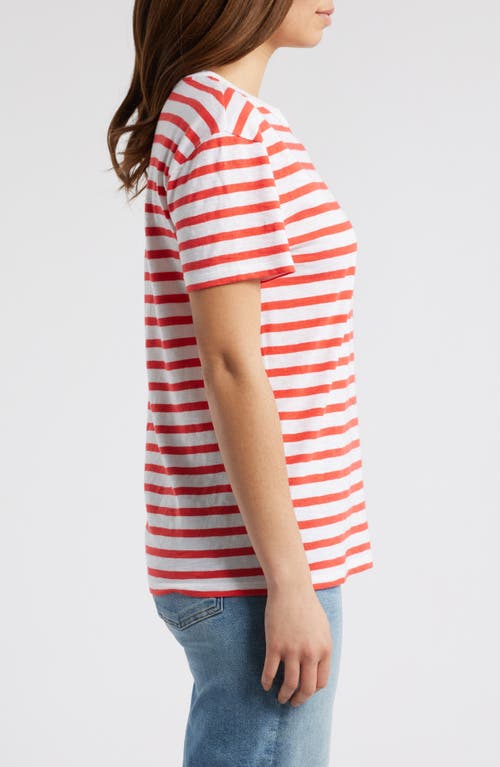 Caslonr Caslon(r) Stripe Cotton Graphic T-shirt In White- Red Asher Stripe