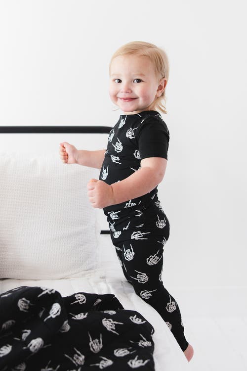 Shop Charlie Lou Baby ® Little Boy's Rock N' Skull Pajama Set In Black