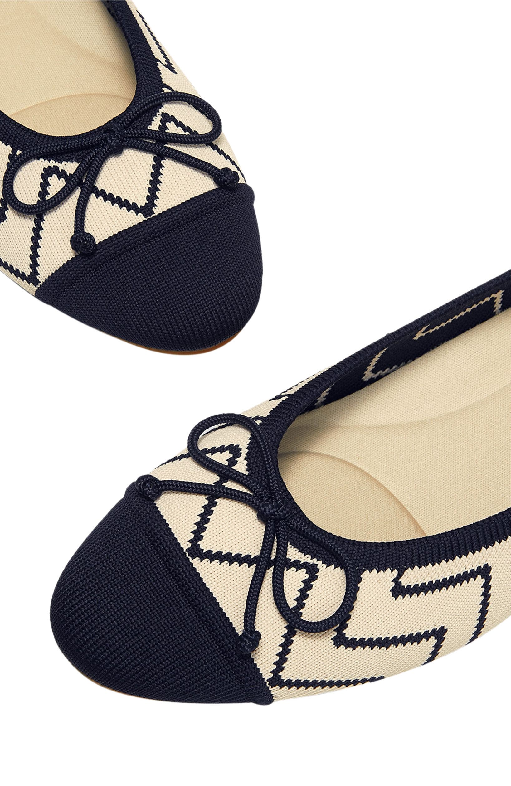 VIVAIA Almond-Toe Bow Flats, Alternate, color, Ivory Navy V-Print
