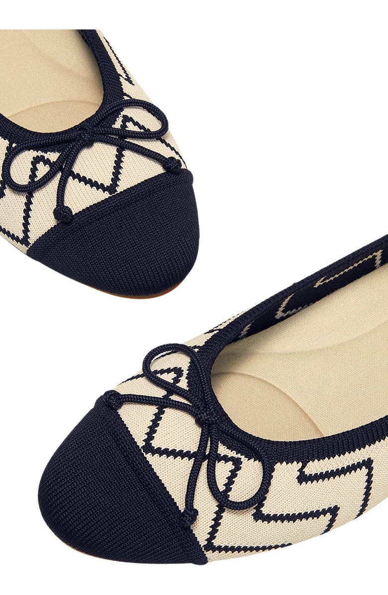 VIVAIA Almond-Toe Bow Flats, Alternate, color, Ivory Navy V-Print