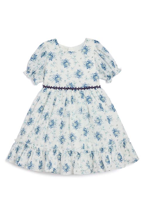 Shop Pippa & Julie Kids' Susie Floral Print Dress In Dark Blue
