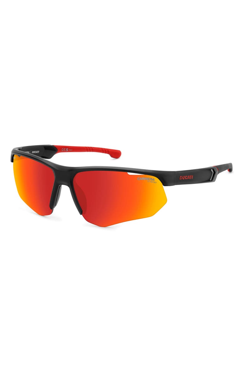 Carrera Eyewear x Ducati 69mm Carduc Rectangle Sunglasses, Alternate, color, Matte Black/ Red