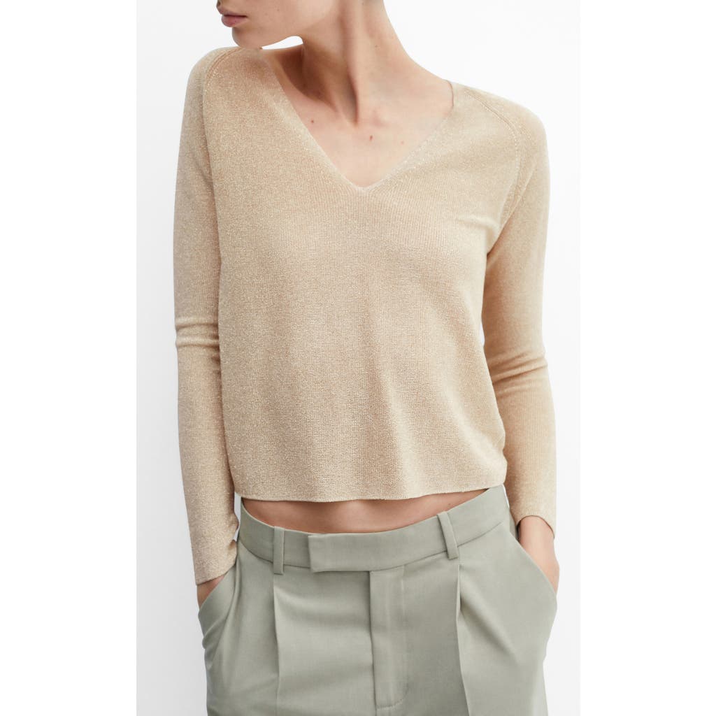 Mango Metallic Sweater In Gold