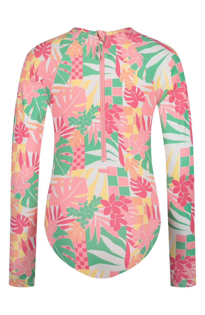 Roxy Kids' Tropical One-Piece Rashguard Swimsuit, Alternate, color, Plumeria