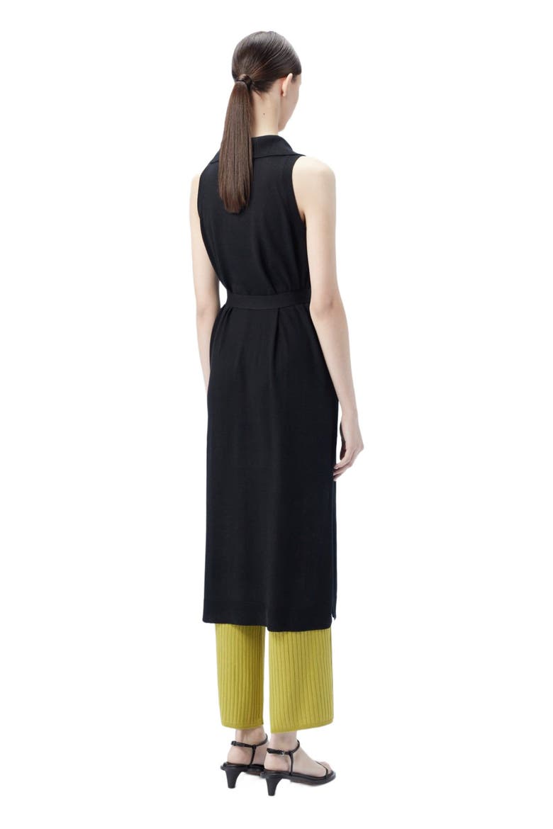 Sleeveless Silk Cashmere Polo Dress, Alternate, color, black
