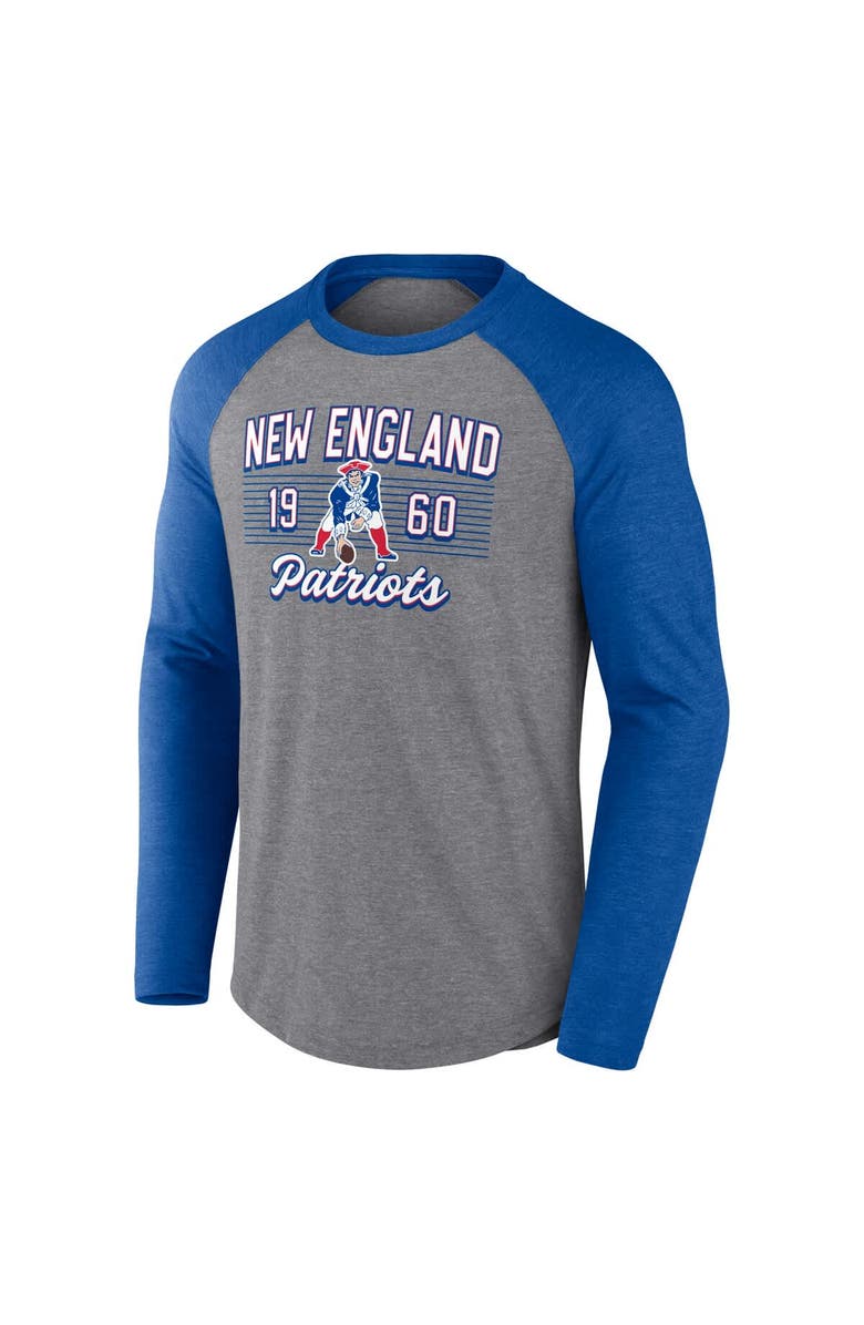 FANATICS Men's Fanatics Heather Gray New England Patriots Weekend Casual Raglan Long Sleeve T-Shirt, Alternate, color,