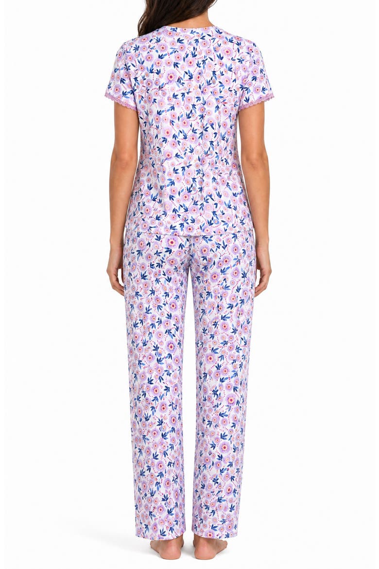 Lace Trim Floral Pajama Top, Alternate, color, POPPY LUPINE