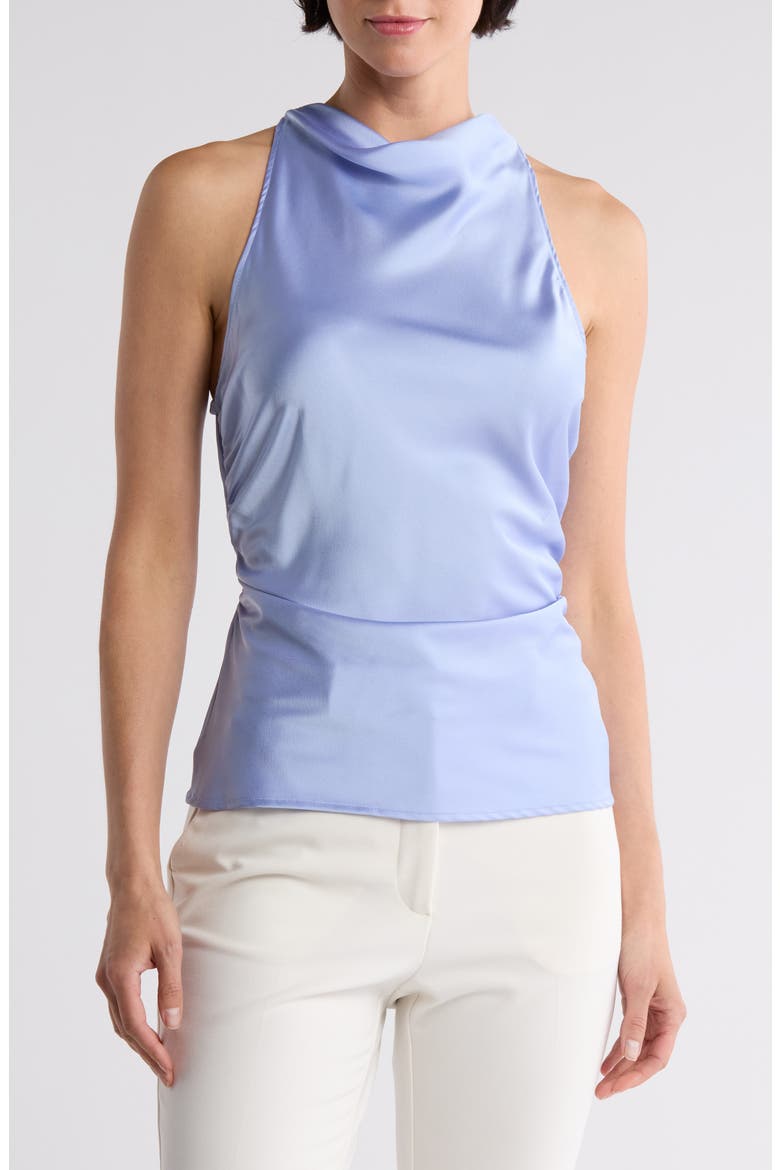 Open Back Ruched Satin Top, Main, color, BLUE