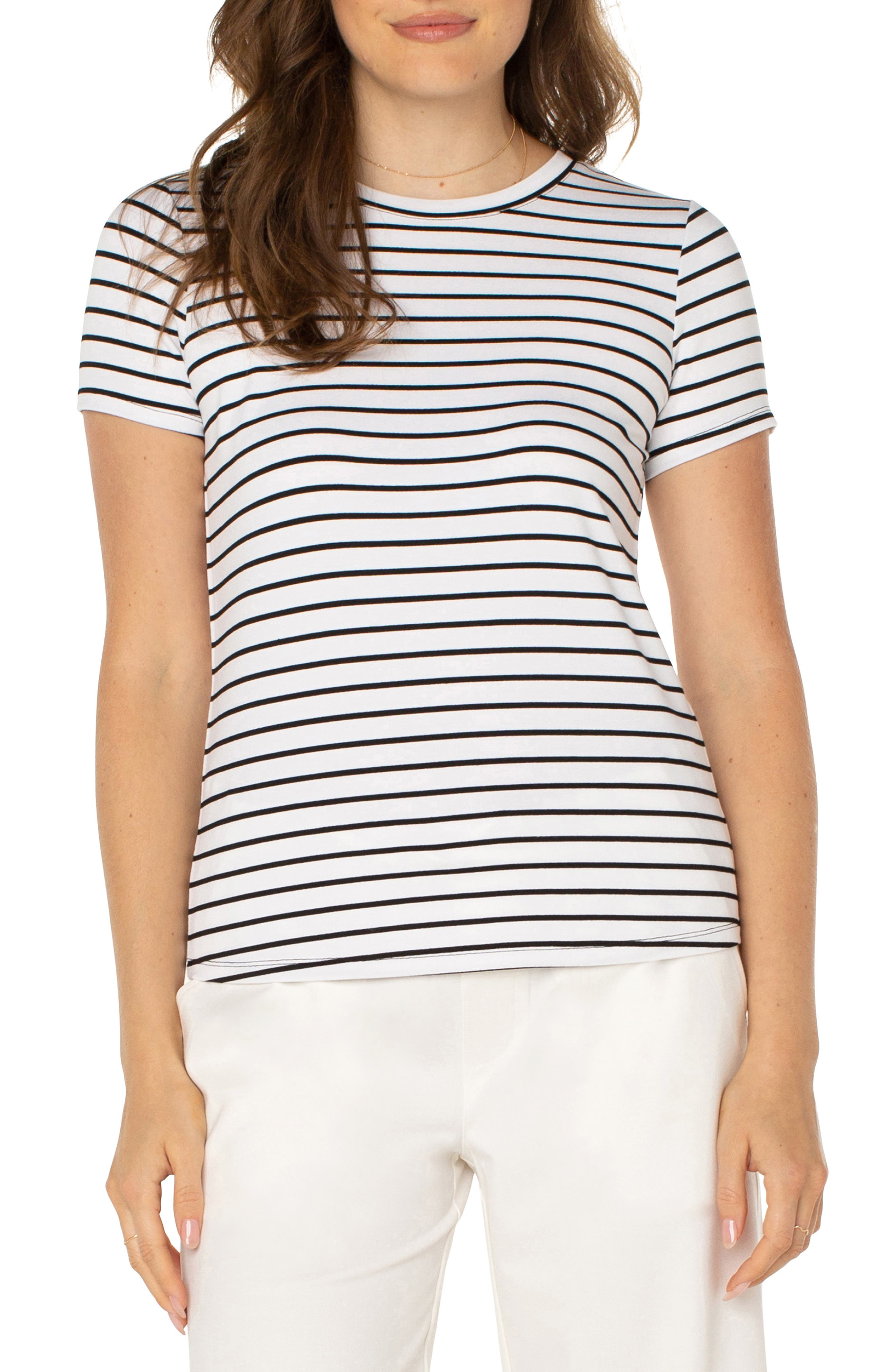 Liverpool Stripe French Terry T-Shirt in White/Black Stripe 