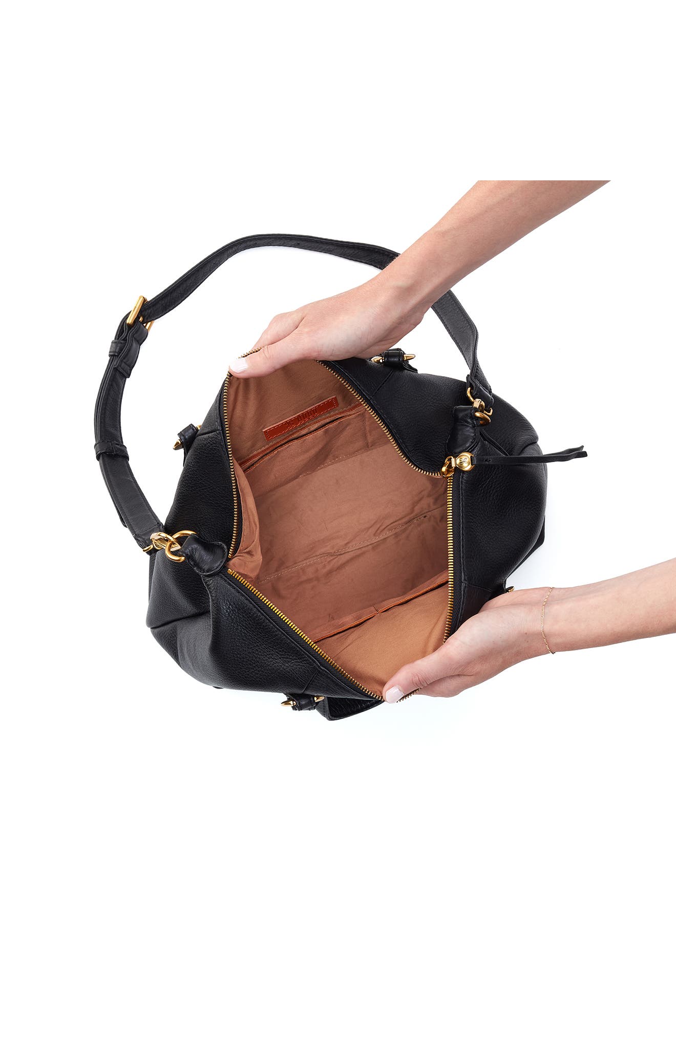 HOBO Harley Leather Satchel, Alternate, color, Black