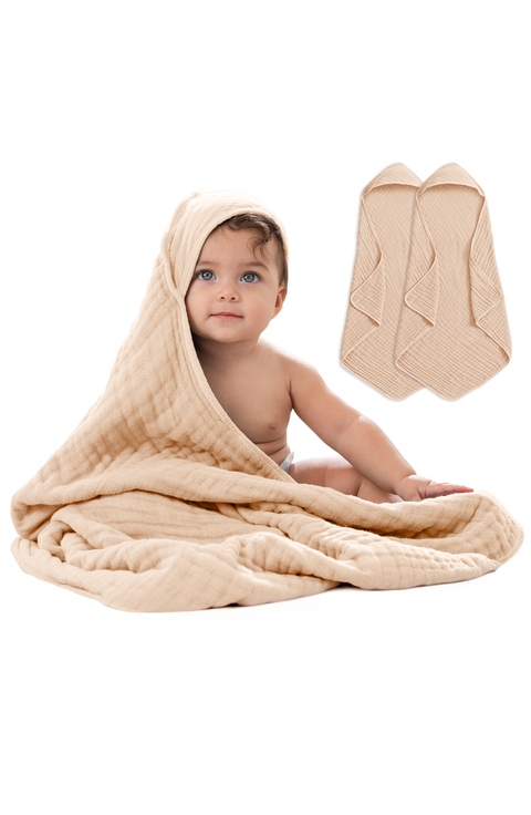 Hooded Baby Towels - 6 Layers, Pack of 2