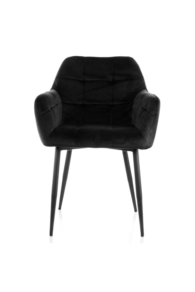 2 Piece Velvet Tufted Accent Chair with Metal Legs, Alternate, color, Black