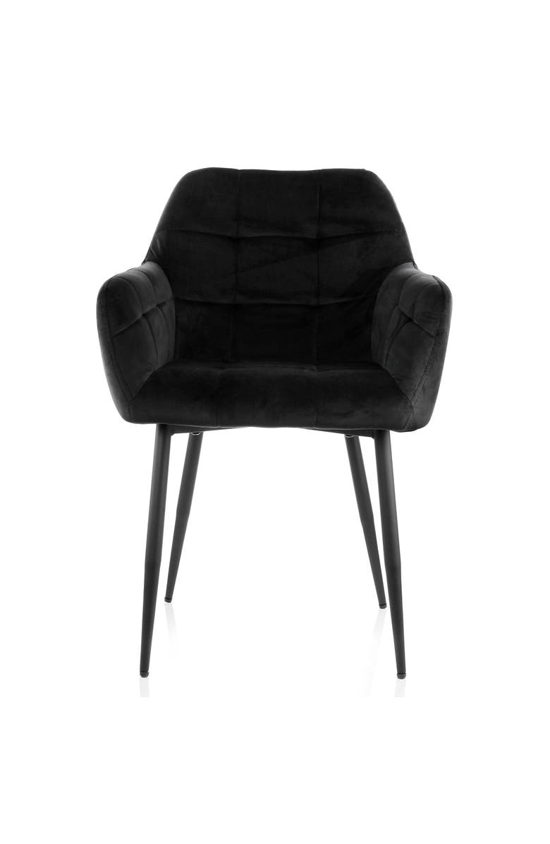 Elama 2 Piece Velvet Tufted Accent Chair with Metal Legs, Alternate, color, Black