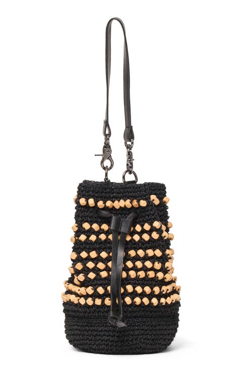 Hudson Beaded Paper Raffia Shoulder Bag