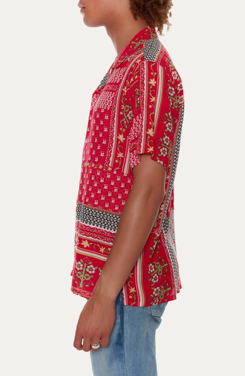 Raga Floral Short Sleeve Button-up Shirt In Fuchsia