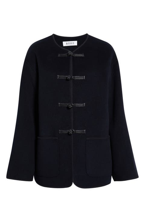 Toggle Closure Double Face Wool & Cashmere Jacket