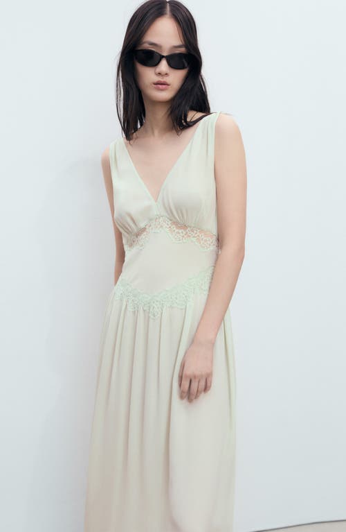 Mango Lace Trim Sleeveless Maxi Dress In Green