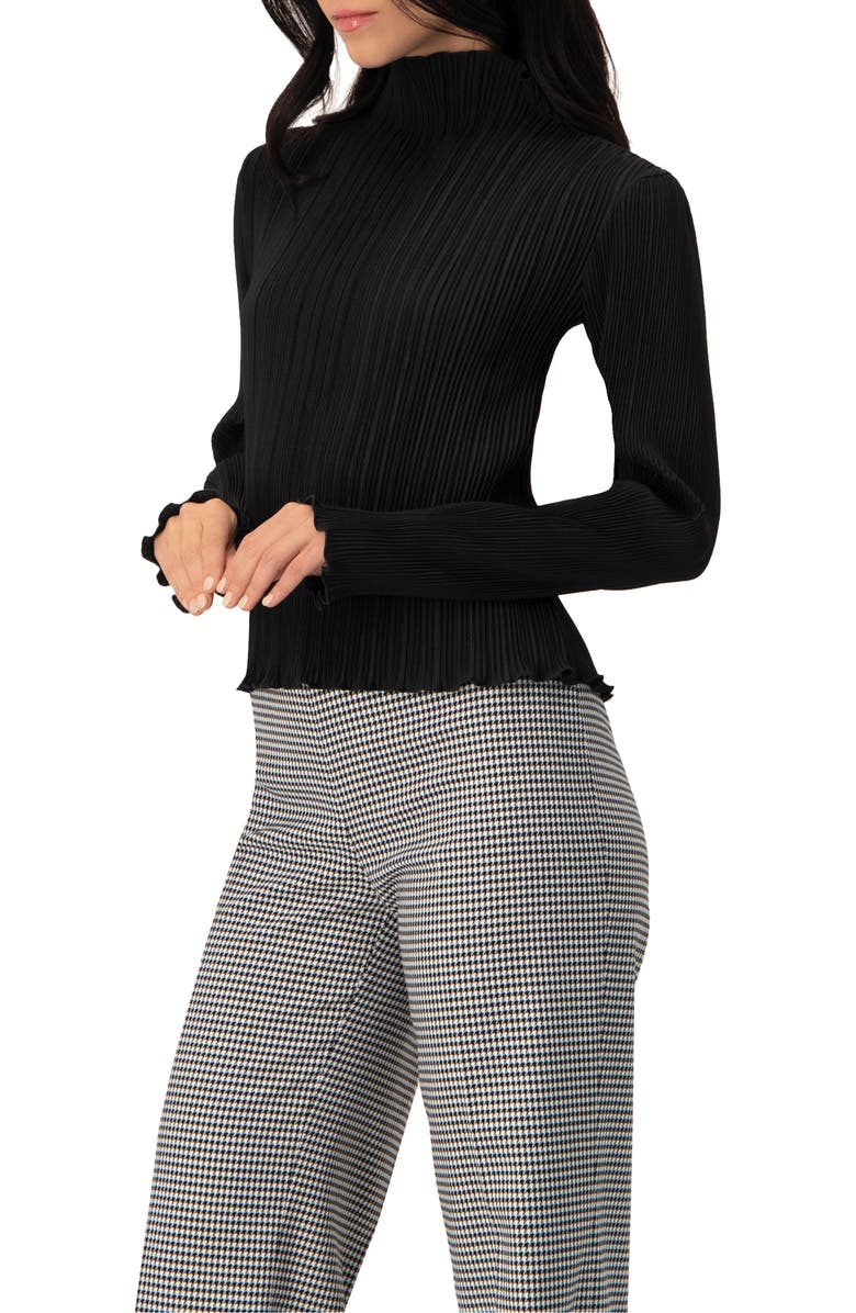 IVONNE Pleated Mock Neck Top, Alternate, color, Black