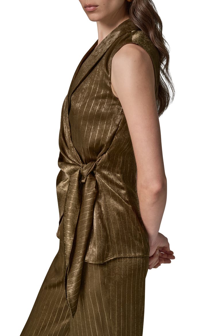 Tie Waist Sleeveless Top, Alternate, color, OLIVE BRANCH