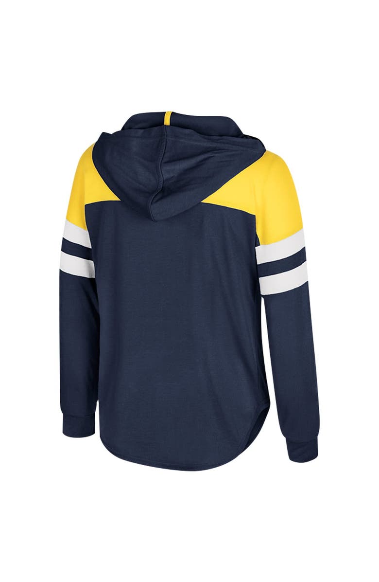 COLOSSEUM Girls Youth Colosseum Navy Michigan Wolverines Reflection Hoodie Long Sleeve T-Shirt, Alternate, color, Navy