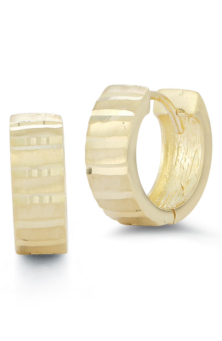 Ember Fine Jewelry 14K Yellow Gold Textured Huggie Hoop Earrings, Main, color, Gold