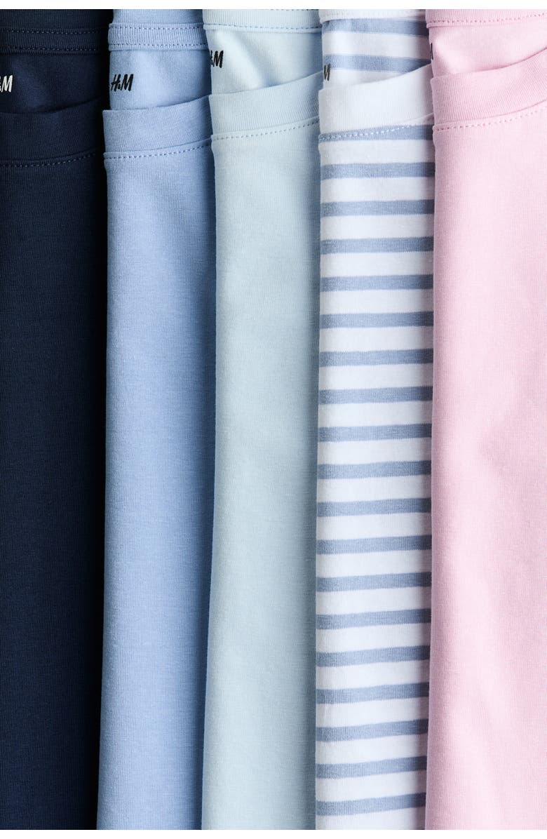 H&M 5-pack Cotton T-shirts, Alternate, color, Light Pink/Blue