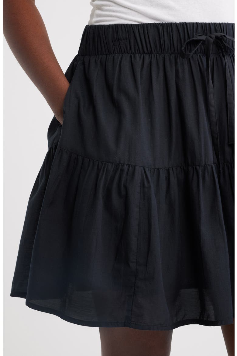 Tie Waist Miniskirt, Alternate, color, BLACK