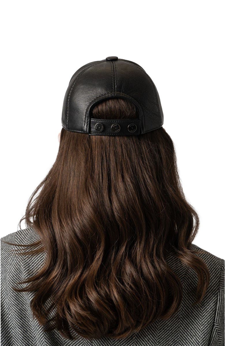 Saint + Sofia Avalon Leather Baseball Cap, Alternate, color, Black