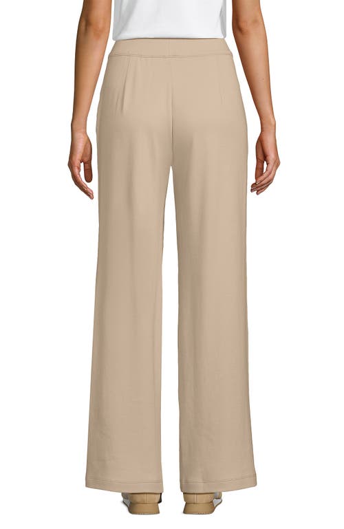 Lands' End Knit High Rise Pleated Wide Leg Pants In White
