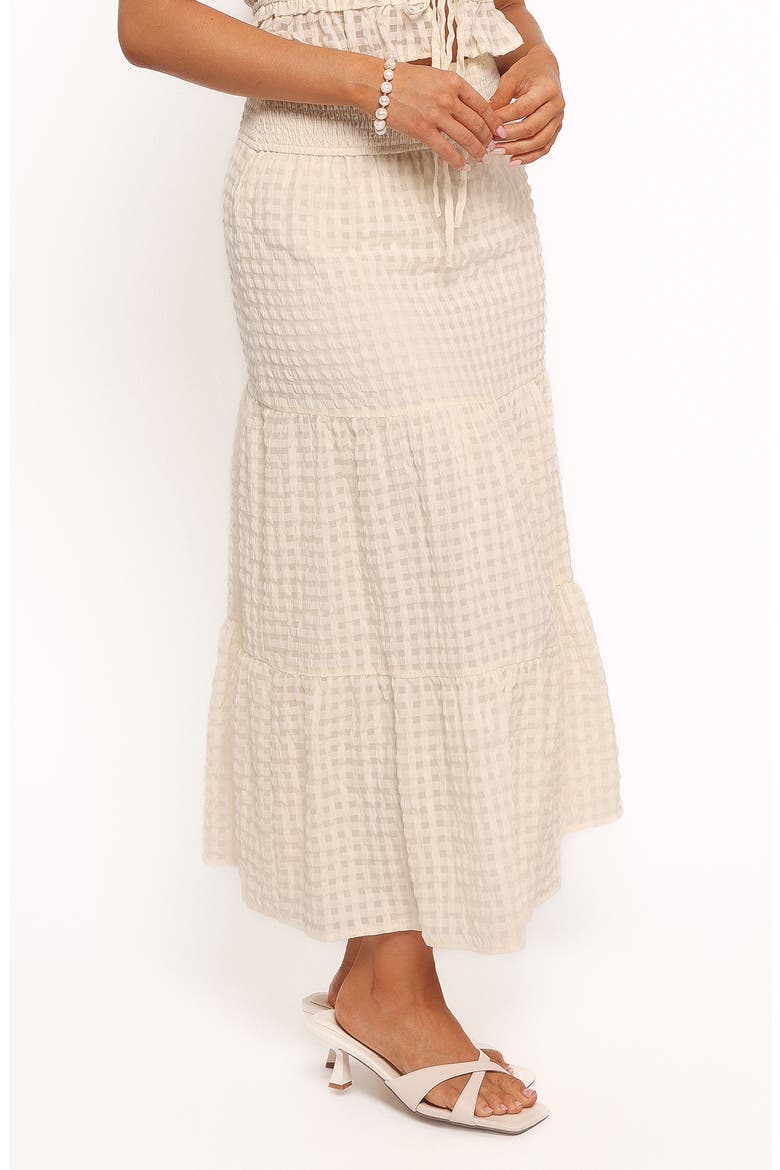 Farica Seersucker Gingham Midi Skirt, Alternate, color, CREAM