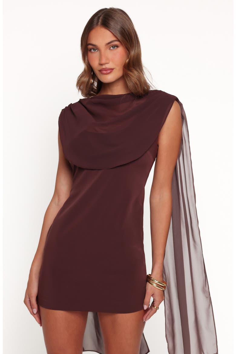 Klarissa Cowl Neck Minidress, Alternate, color, BROWN