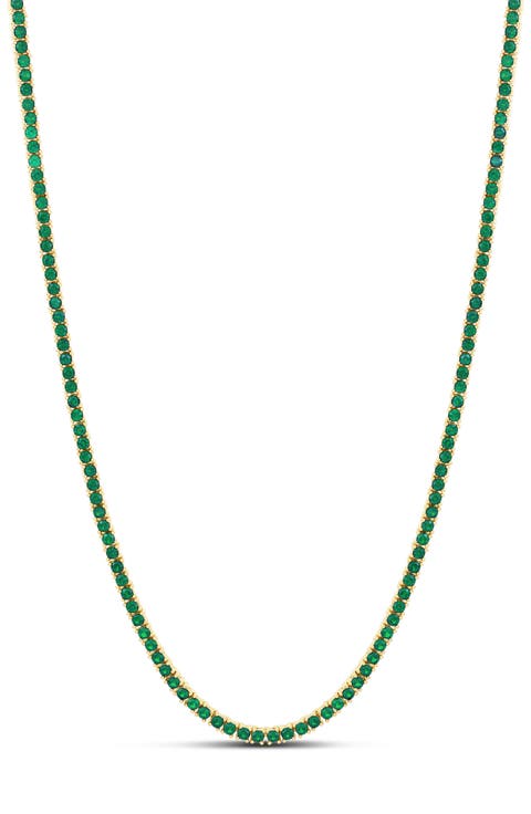 Emerald 2mm Tennis Necklace