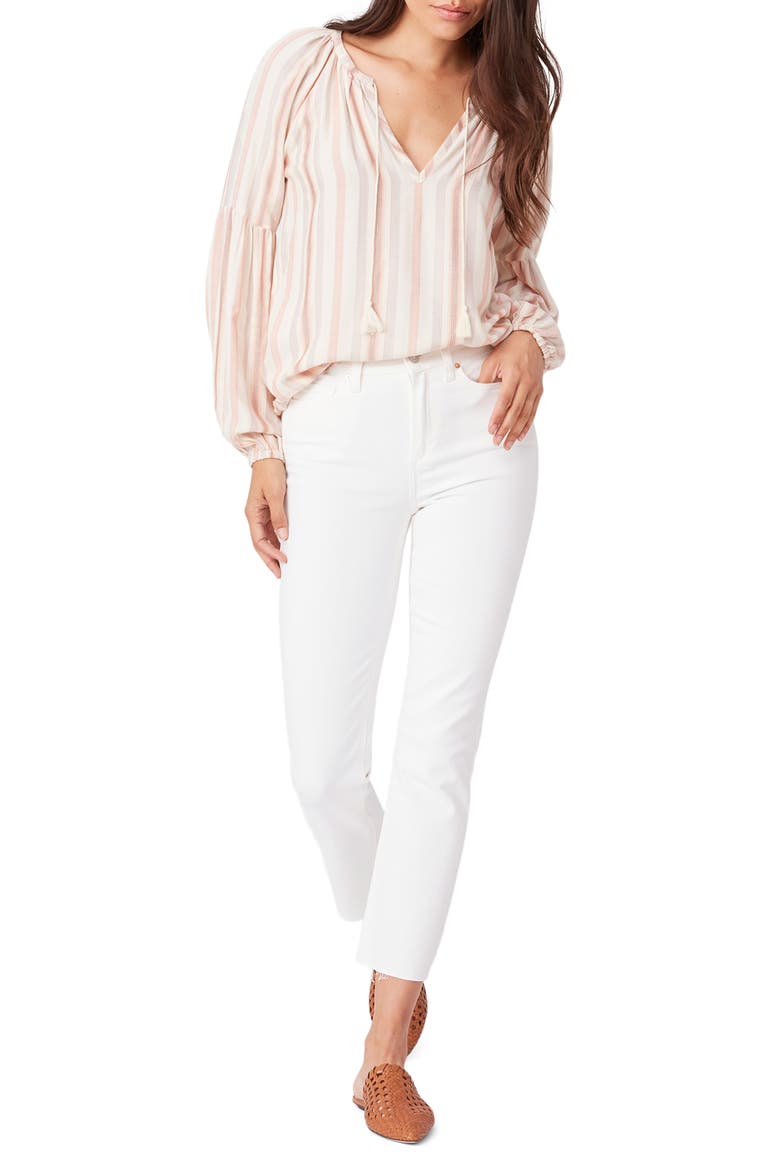 Cindy High Waist Raw Hem Ankle Straight Leg Jeans, Alternate, color, TONALECRU