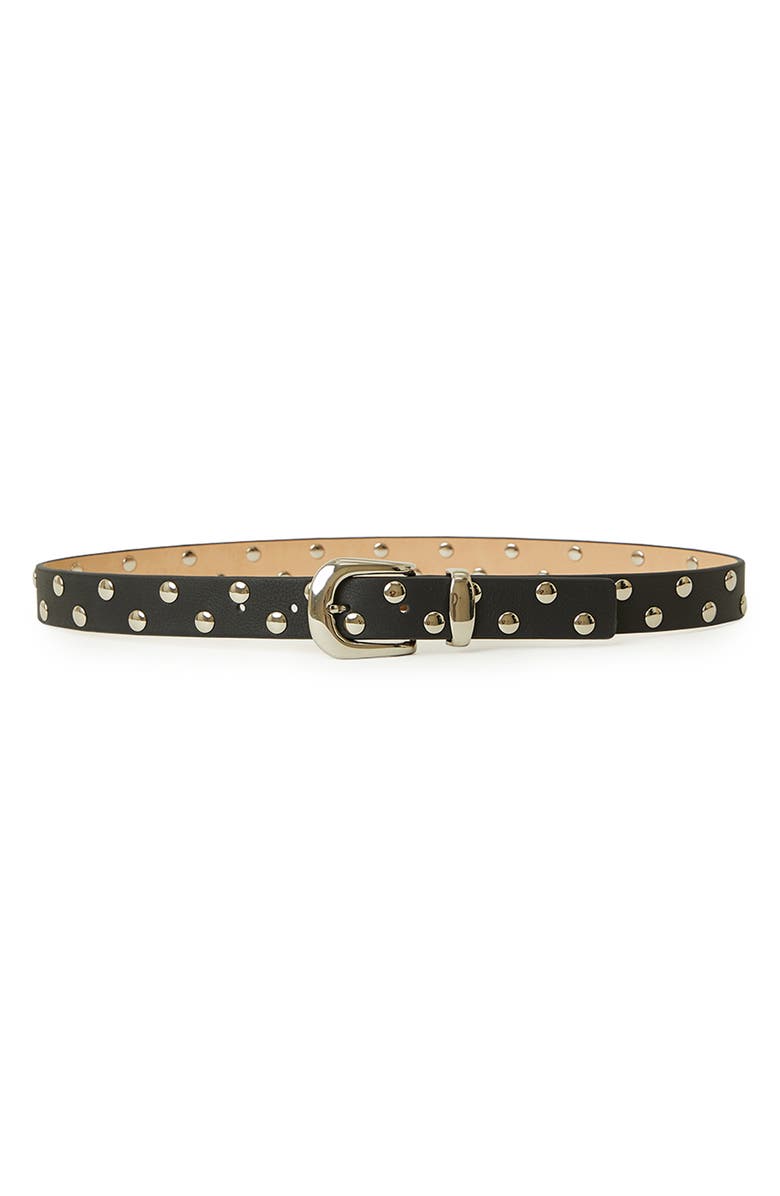 B-Low the Belt Juniper Studded Leather Belt, Main, color, Black Silver