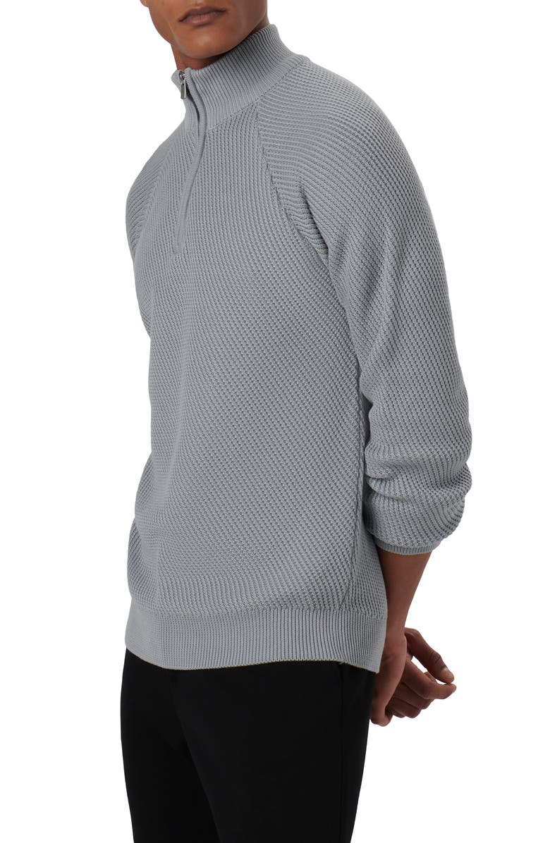 Bugatchi Diagonal Stitch Quarter Zip Sweater, Alternate, color, 