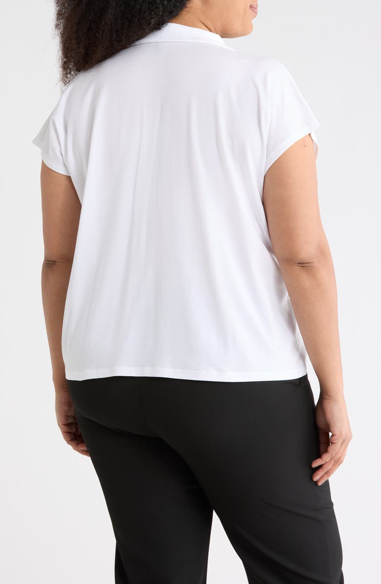 Eileen Fisher Boxy Johnny Collar Jersey Top, Alternate, color, White