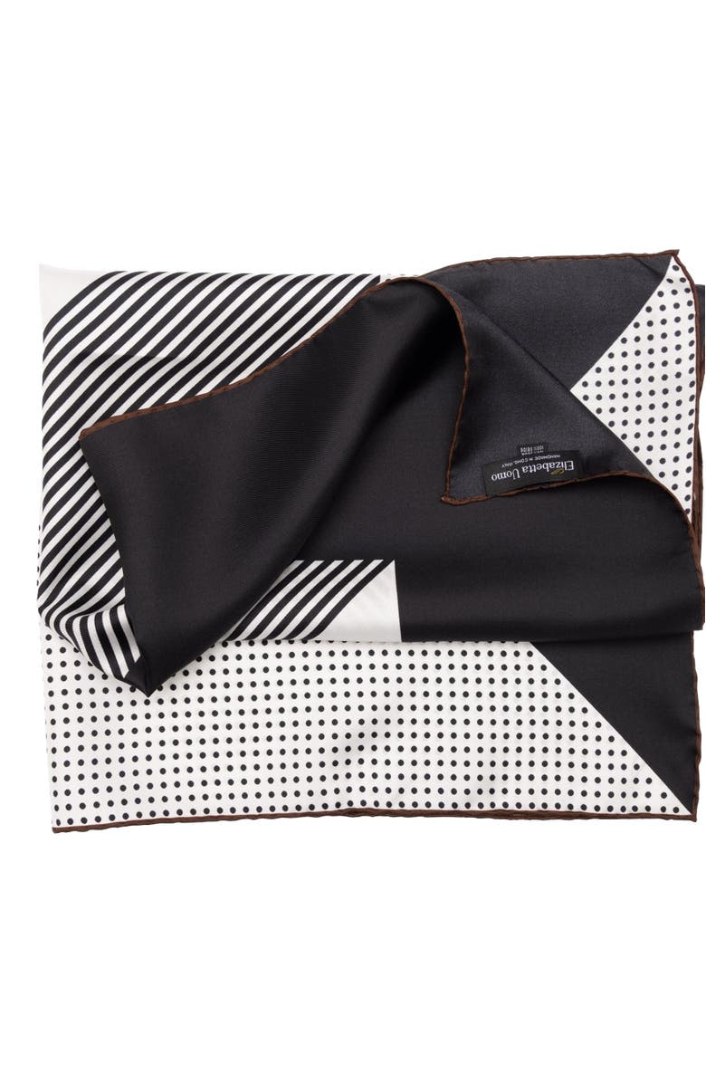 Elizabetta Santino - Hand Rolled Silk Neckerchief for Men, Alternate, color, Black And White