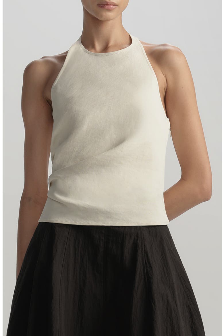 Sylvie Linen Blend Halter Top, Main, color, BUTTERCREAM