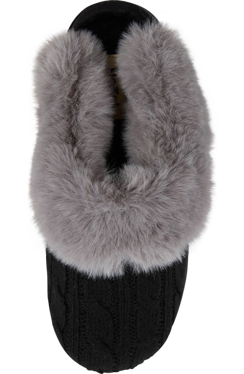 FLOOPI Faux Fur Trim Scuff Slipper, Alternate, color, Black