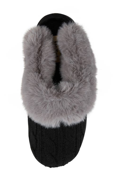 Floopi Faux Fur Trim Scuff Slipper In Black