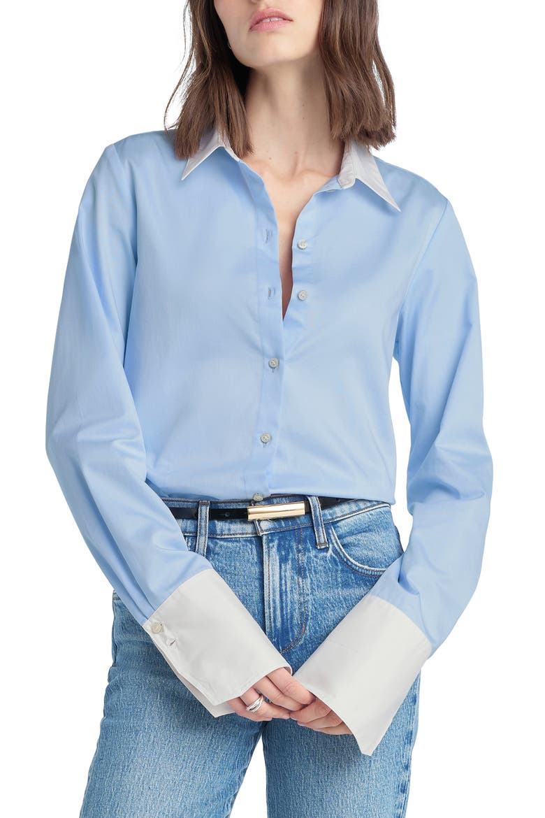 The Cuffed Statement Shirt, Main, color, POWDER BLUE/ BRIGHT