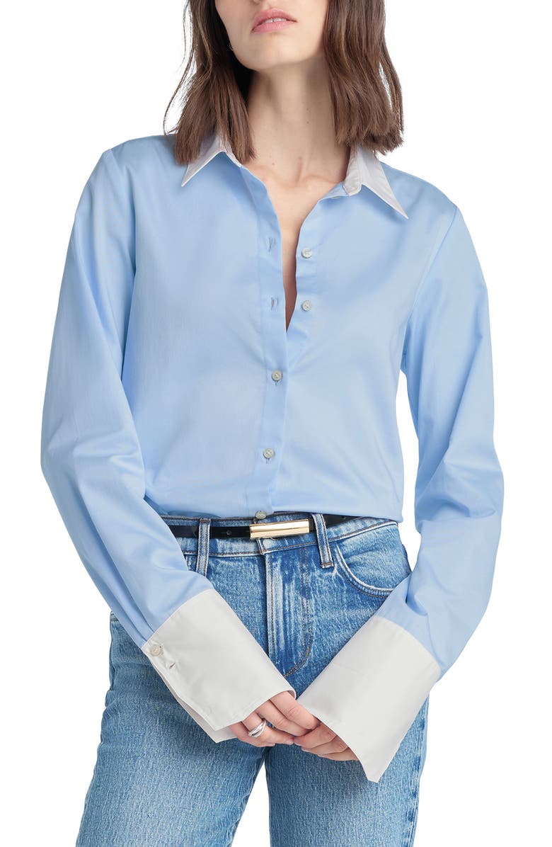 Favorite Daughter The Cuffed Statement Shirt, Main, color, Powder Blue/ Bright