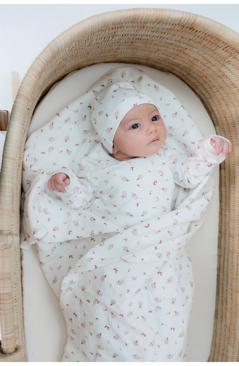 Charlotte & George Boy Branch Print Romper, Main, color, Cream/Forest
