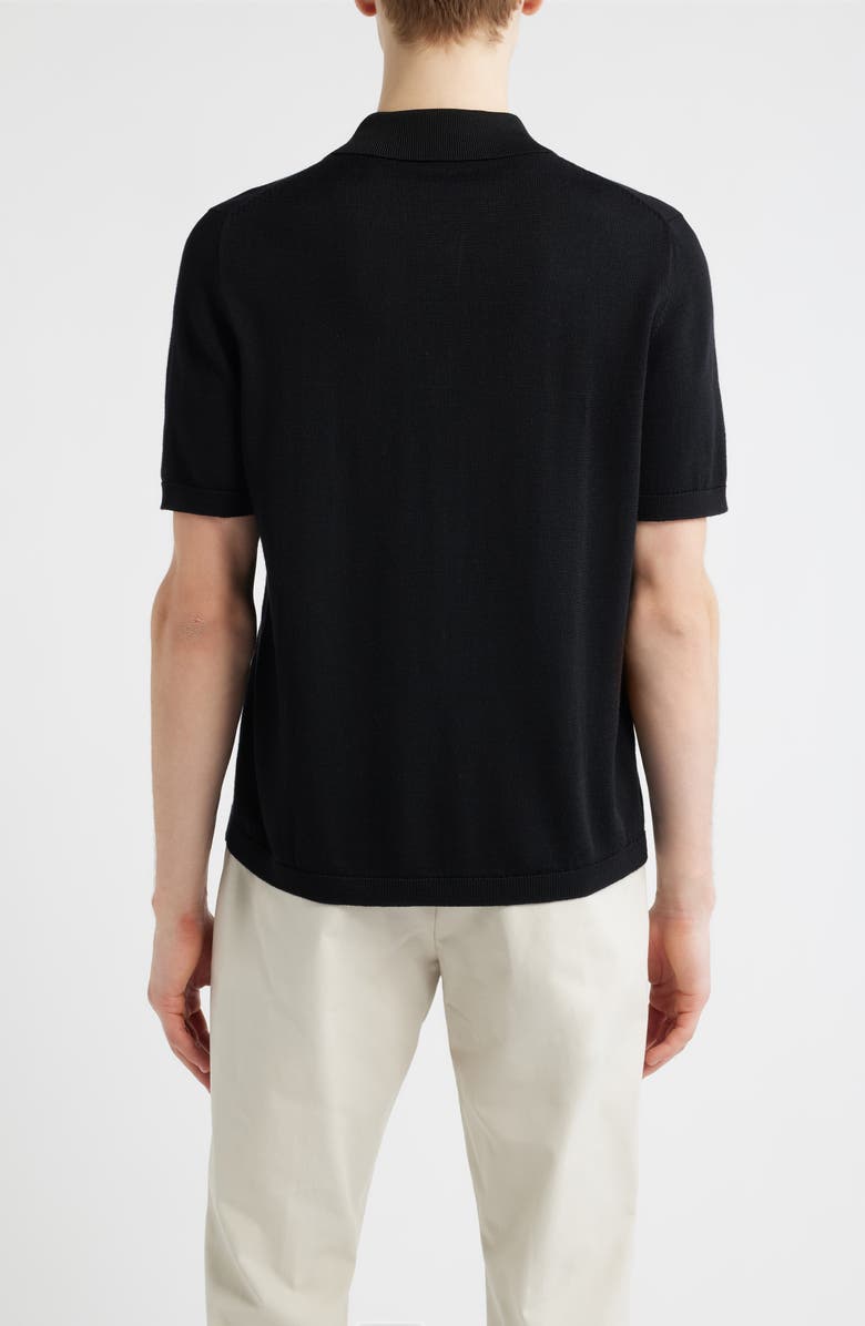 Open Edit Solid Cotton Blend Polo Sweater, Alternate, color, Black