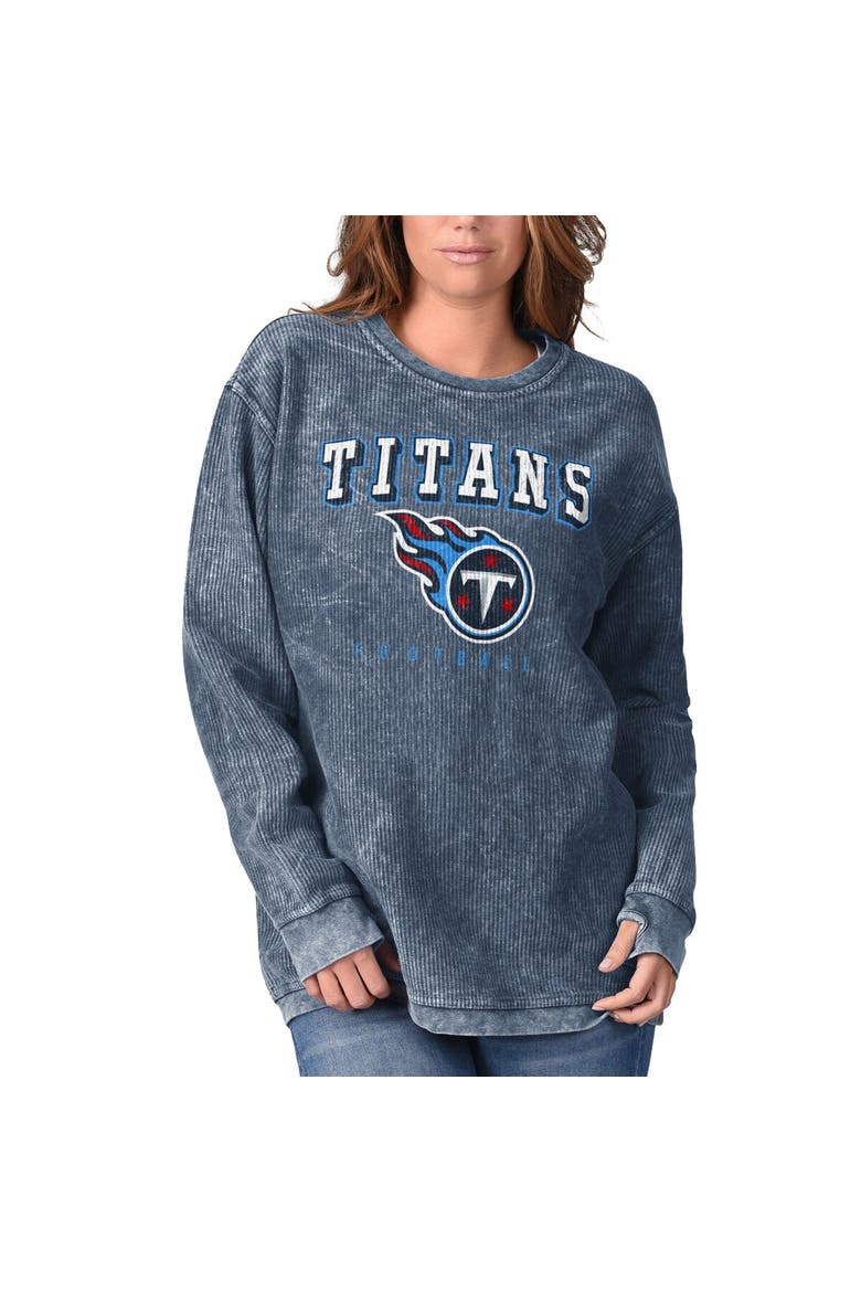 Women's G-III 4Her by Carl Banks Navy Tennessee Titans Comfy Cord Pullover Sweatshirt, Alternate, color, Navy