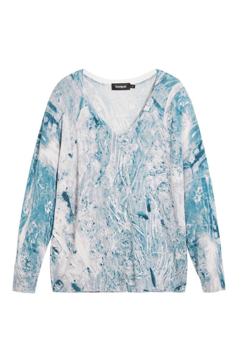 Abstract Print Sweater, Alternate, color, BLUE