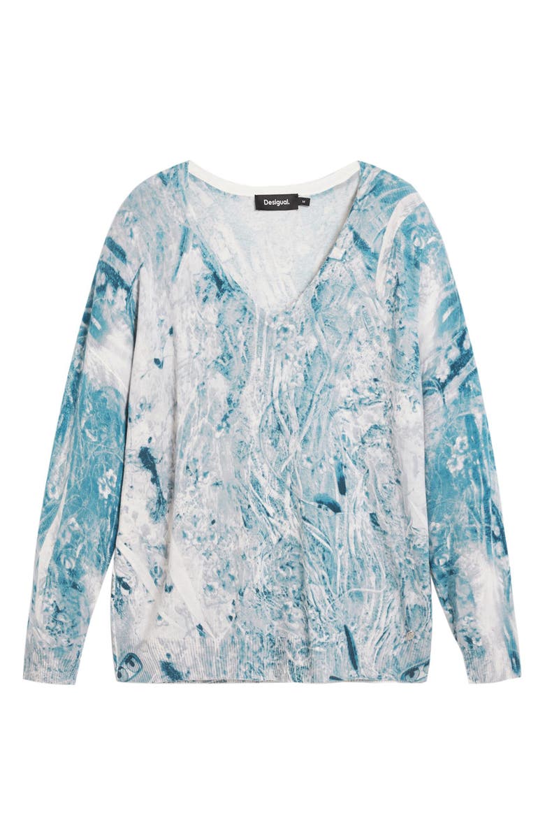 Desigual Abstract Print Sweater, Alternate, color, Blue