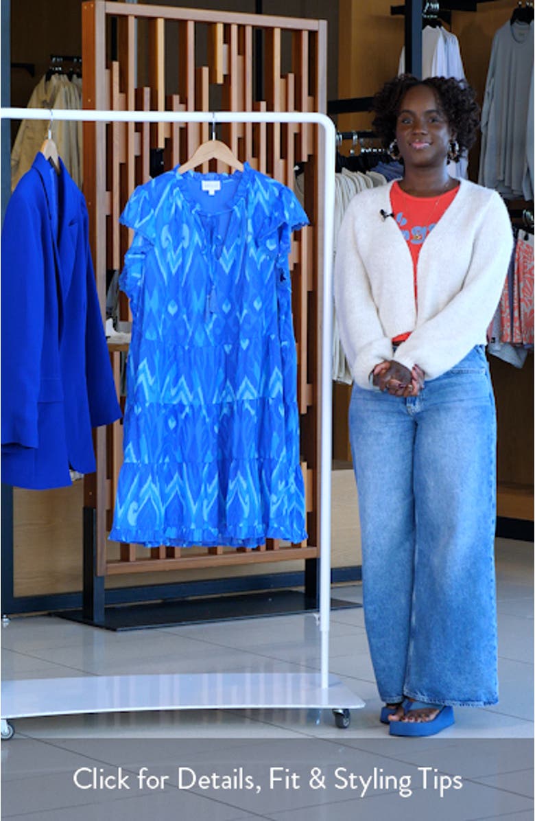 Carys Abstract Flutter Sleeve Cotton Shift Dress, sales video thumbnail